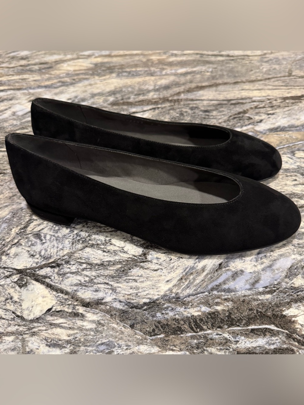 Stuart Weitzman Black Suede Leather Ballet Flats Women 9 M Slip On NWOB